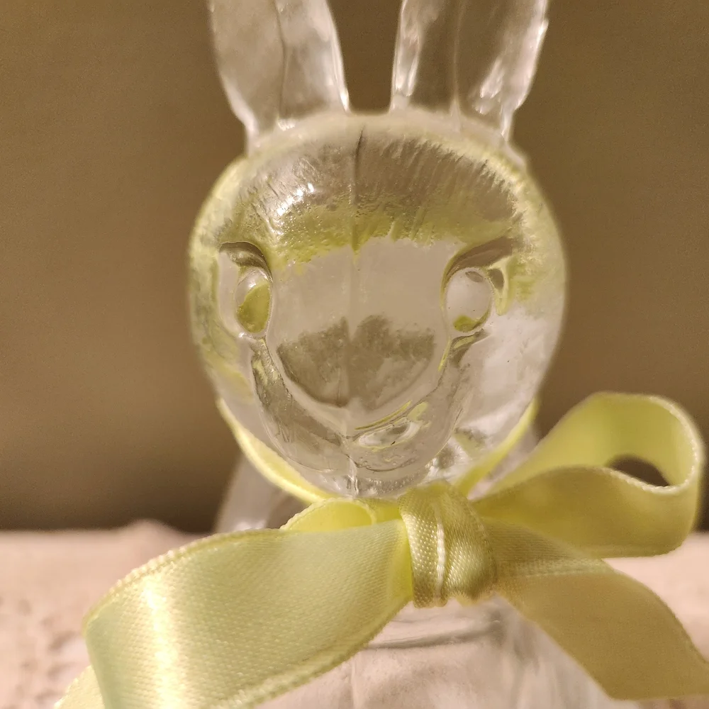 Pressed Glass Bunny On A Nest Easter Candy Dish / Trinket Dish